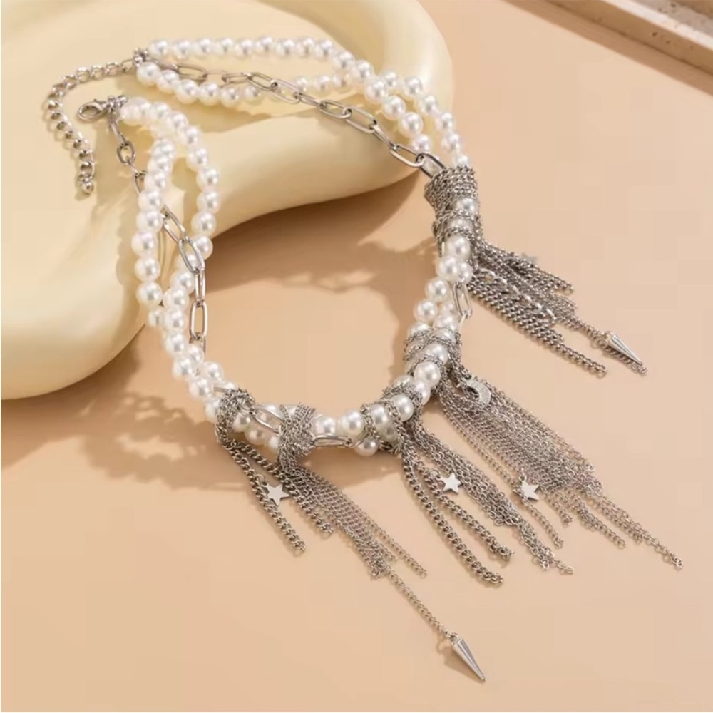 Obsidian Pearl Cascade Necklace - Picture 2 of 4